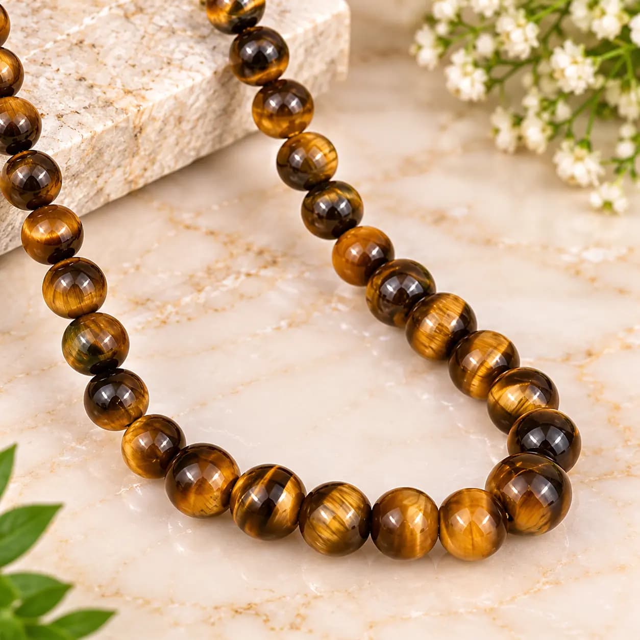Tiger Eye Round Beads Mala
