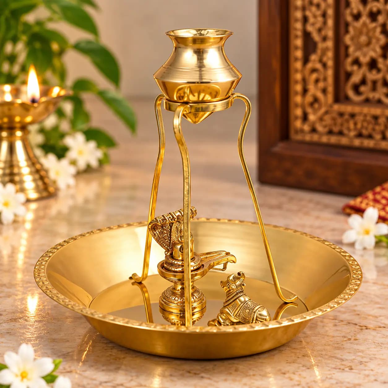 Brass Shivling Puja Stand