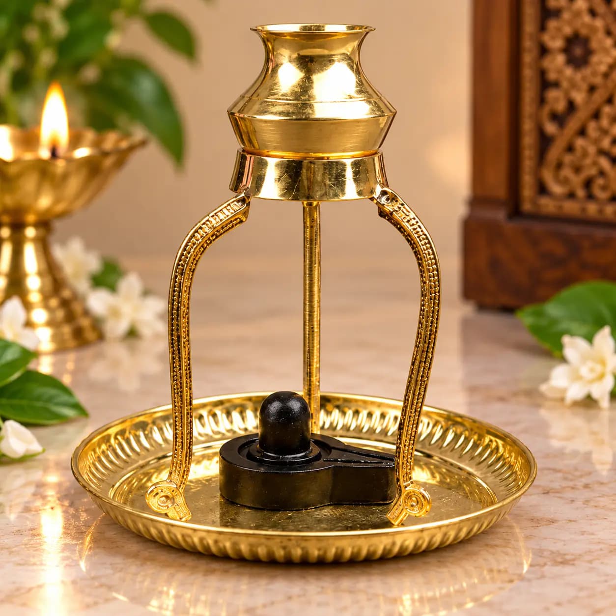Brass Shivling Abhishek Stand
