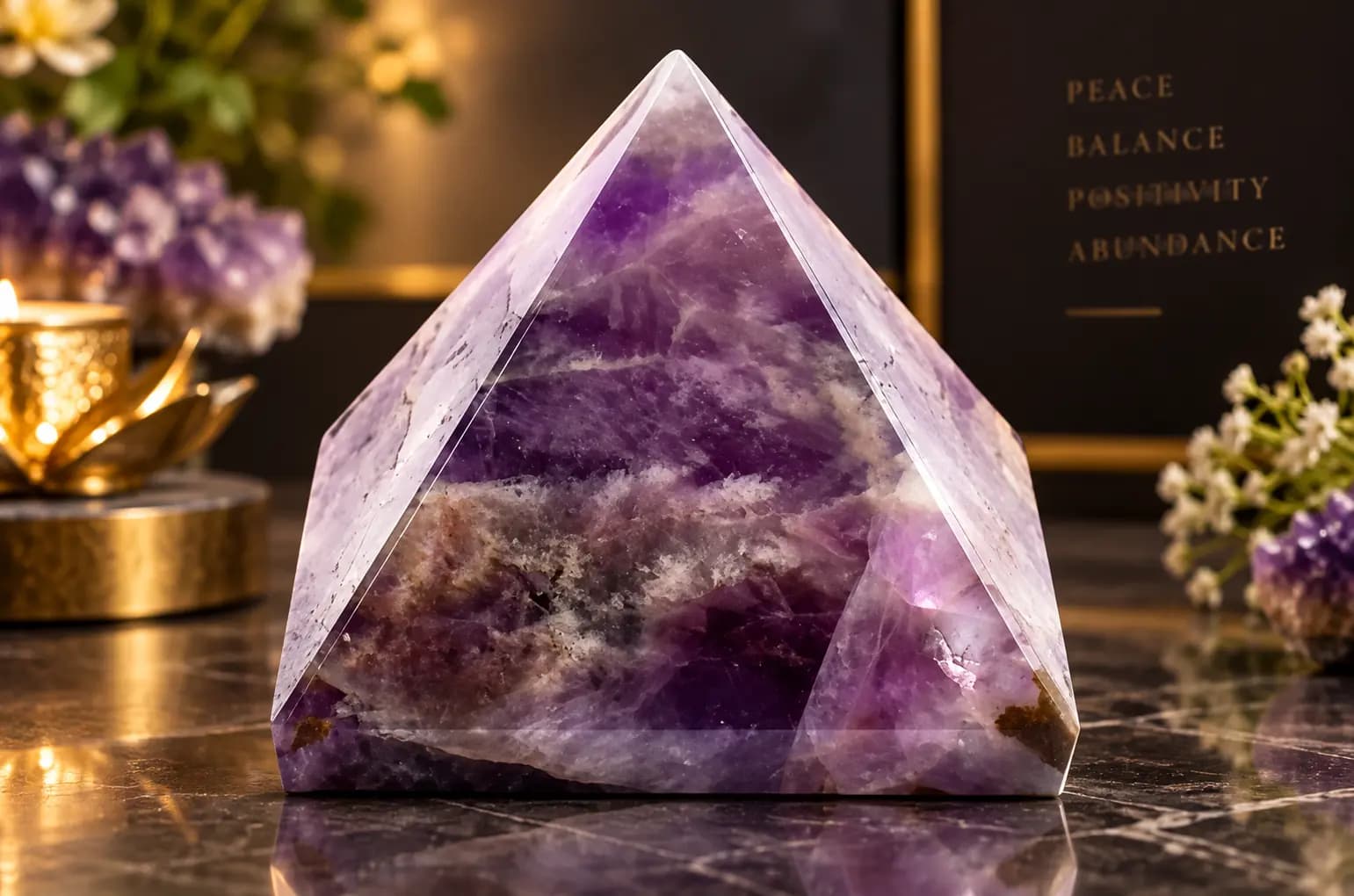 Natural Amethyst Crystal Pyramid