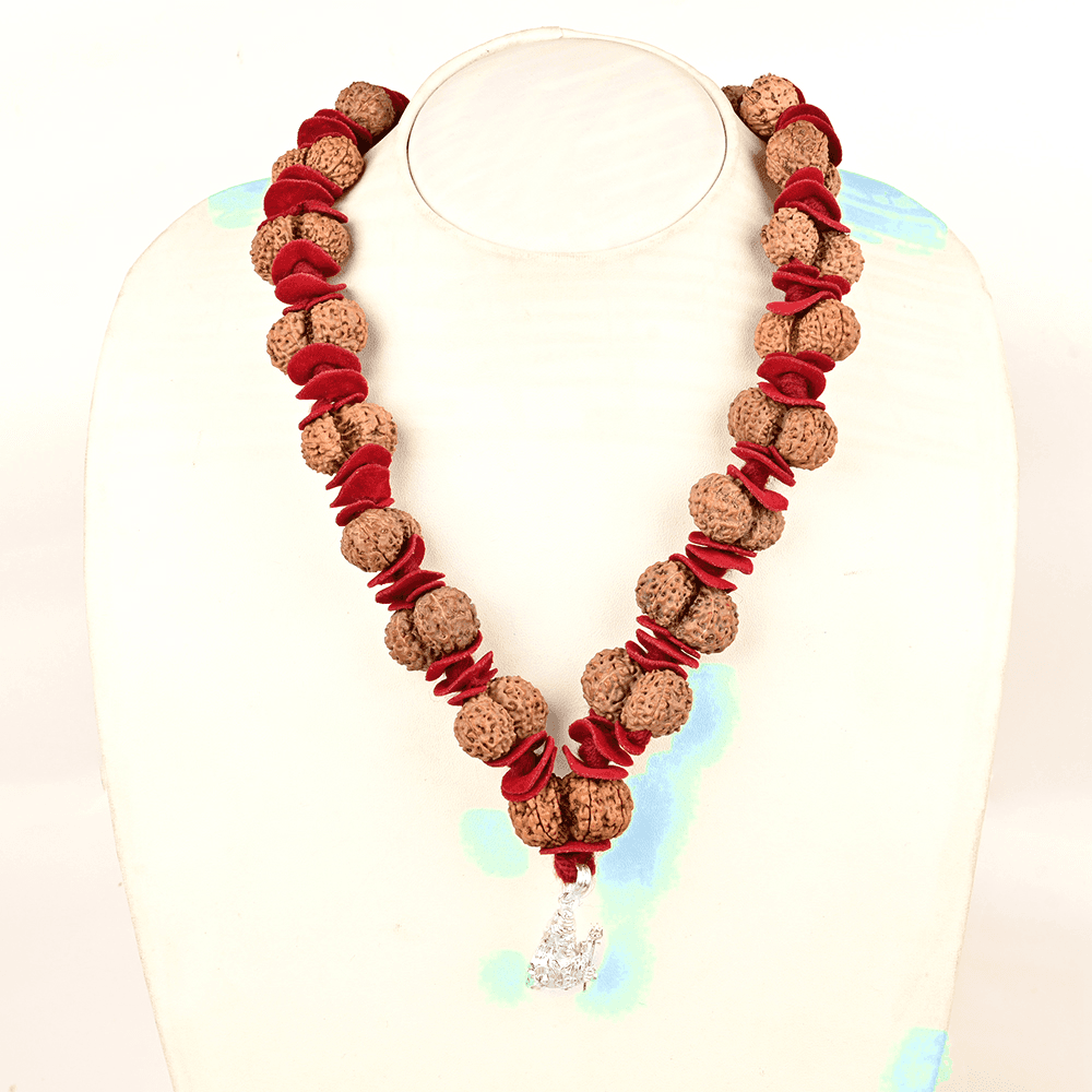 9 to 13 Mukhi Gaurishankar Java Rudraksha Woollen Spacer x Shiva Pendant