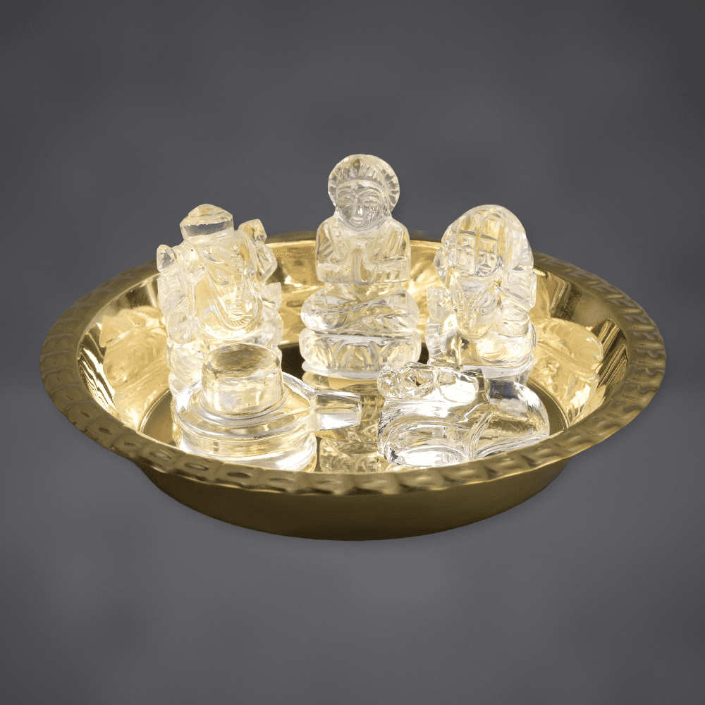 Sphatik Shiva Parivar Set (Shivling, Parvati, Ganesh, Kartikeya & Nandi)