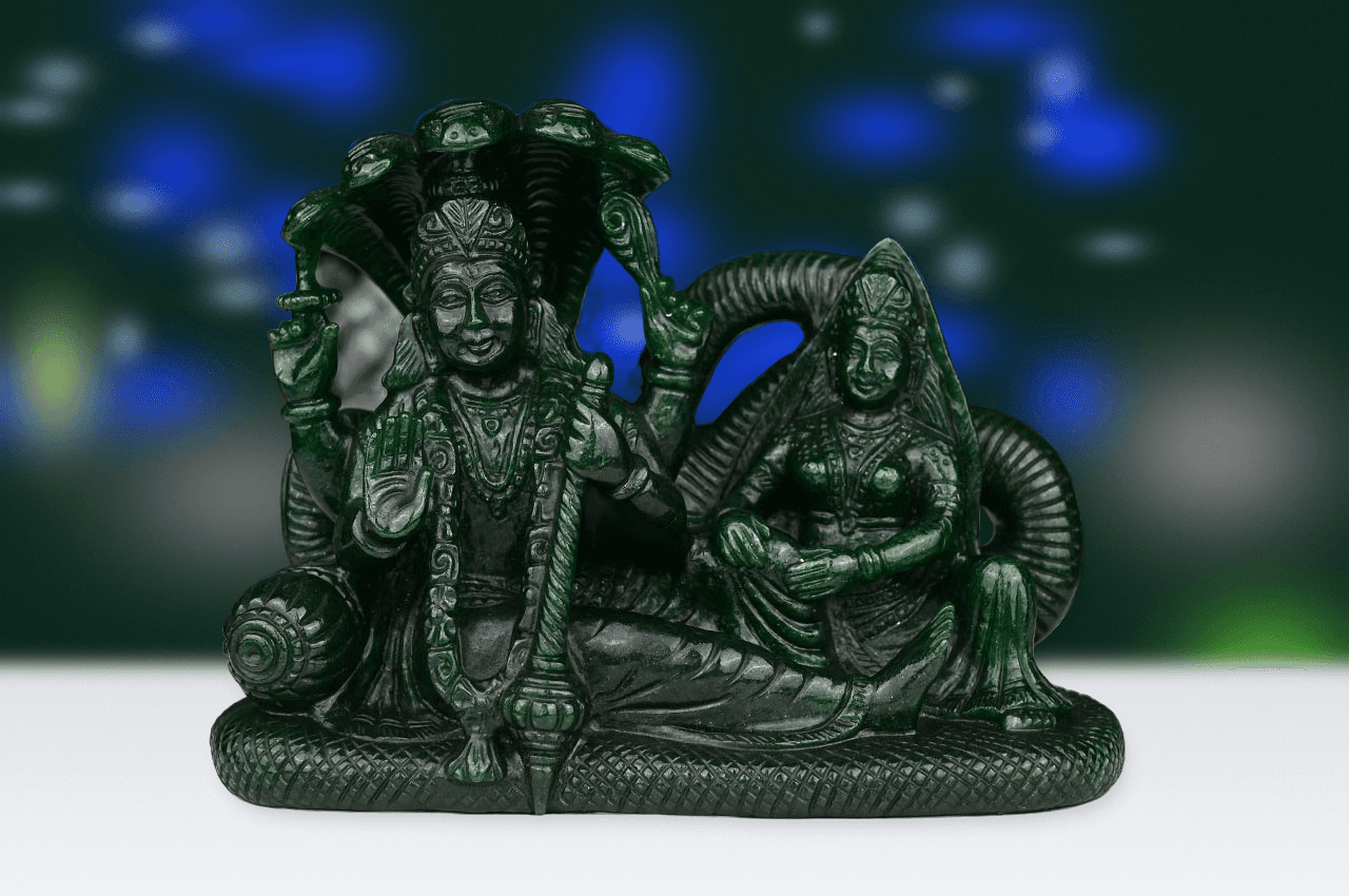 Green Jade Vishnu Lakshmi Statue - 2 kgs
