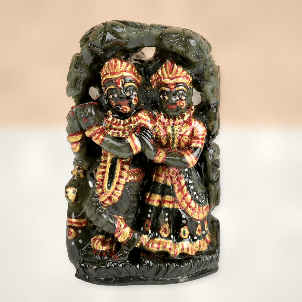 Radhe Krishna Emerald Idols (Painted) - 569 Carats