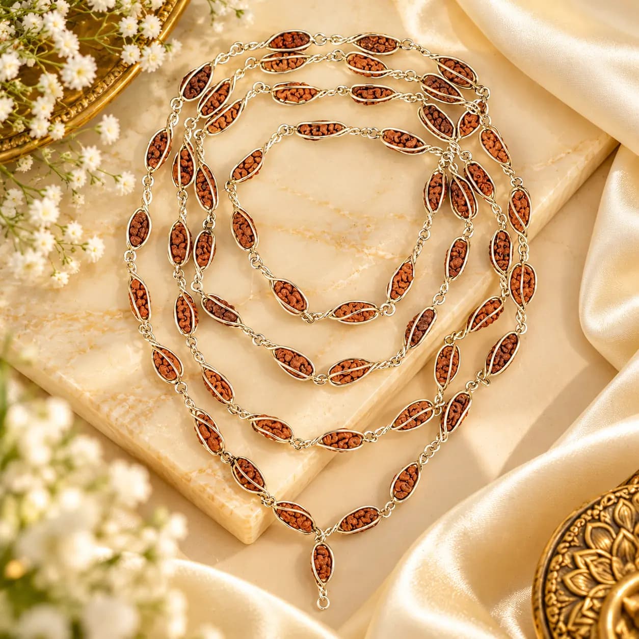 1 Mukhi Rudraksha 925 Silver Cage Design Mala