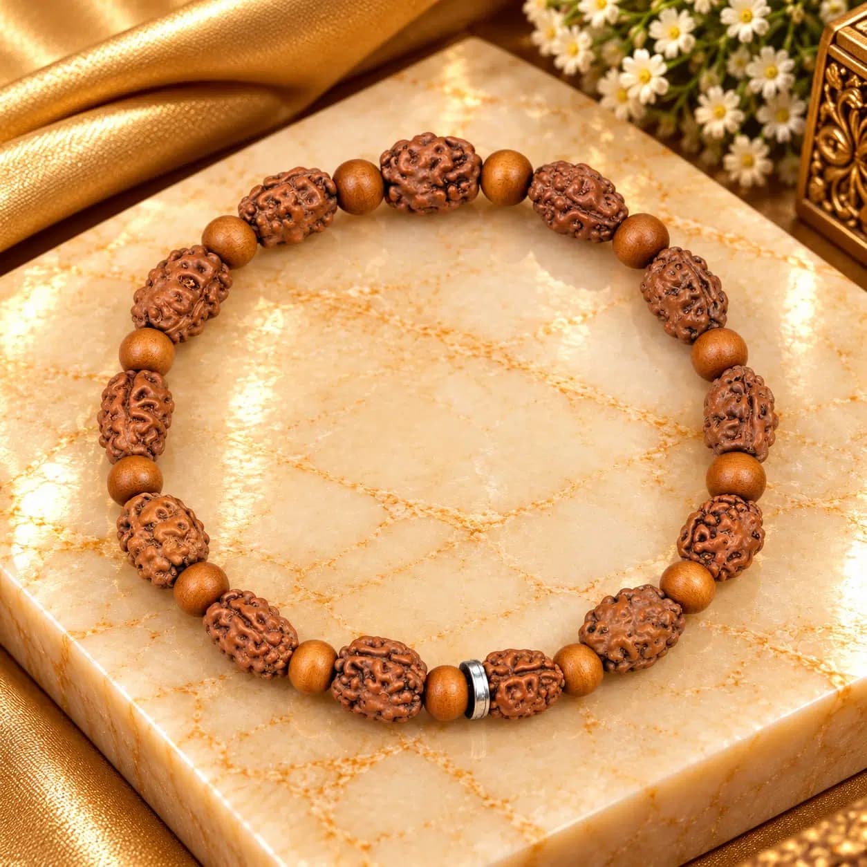 2 Mukhi Rudraksha Adjustable Bracelet
