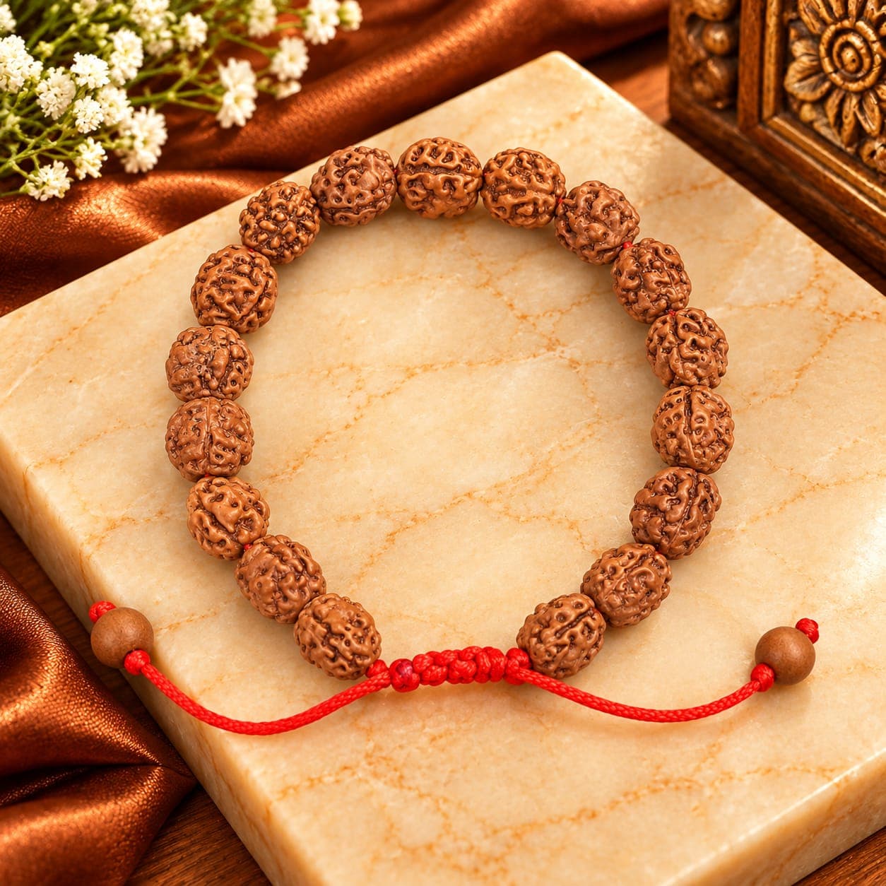 3 Mukhi Rudraksha Adjustable Bracelet