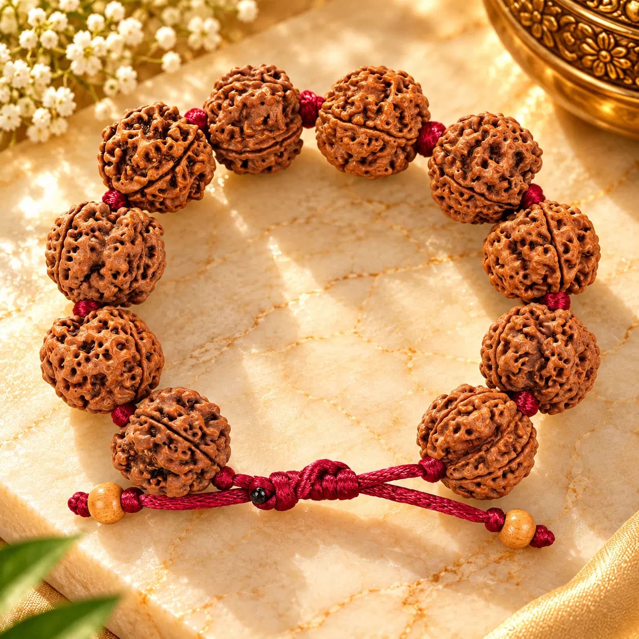 Premium 5 Mukhi Rudraksha German Silver Hook Bracelet