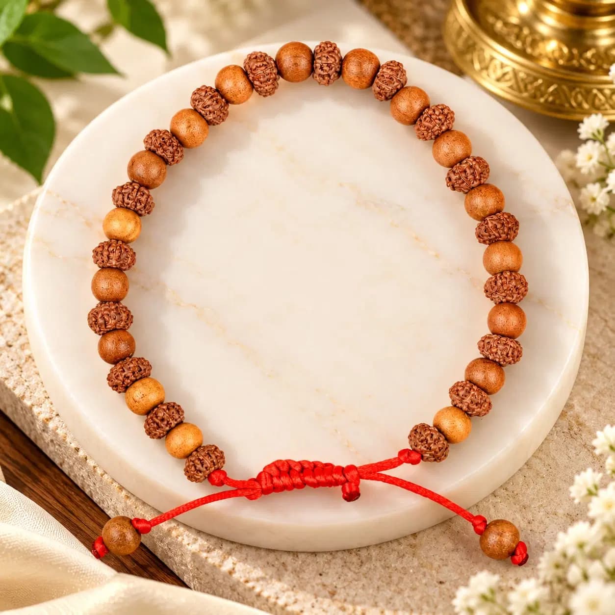Premium 7 Mukhi Rudraksha Silver Wire Bracelet