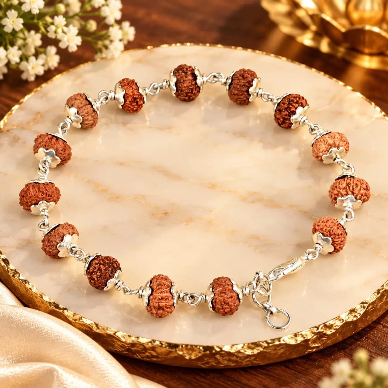 12 Mukhi x Red Sandalwood Adjustable Bracelet