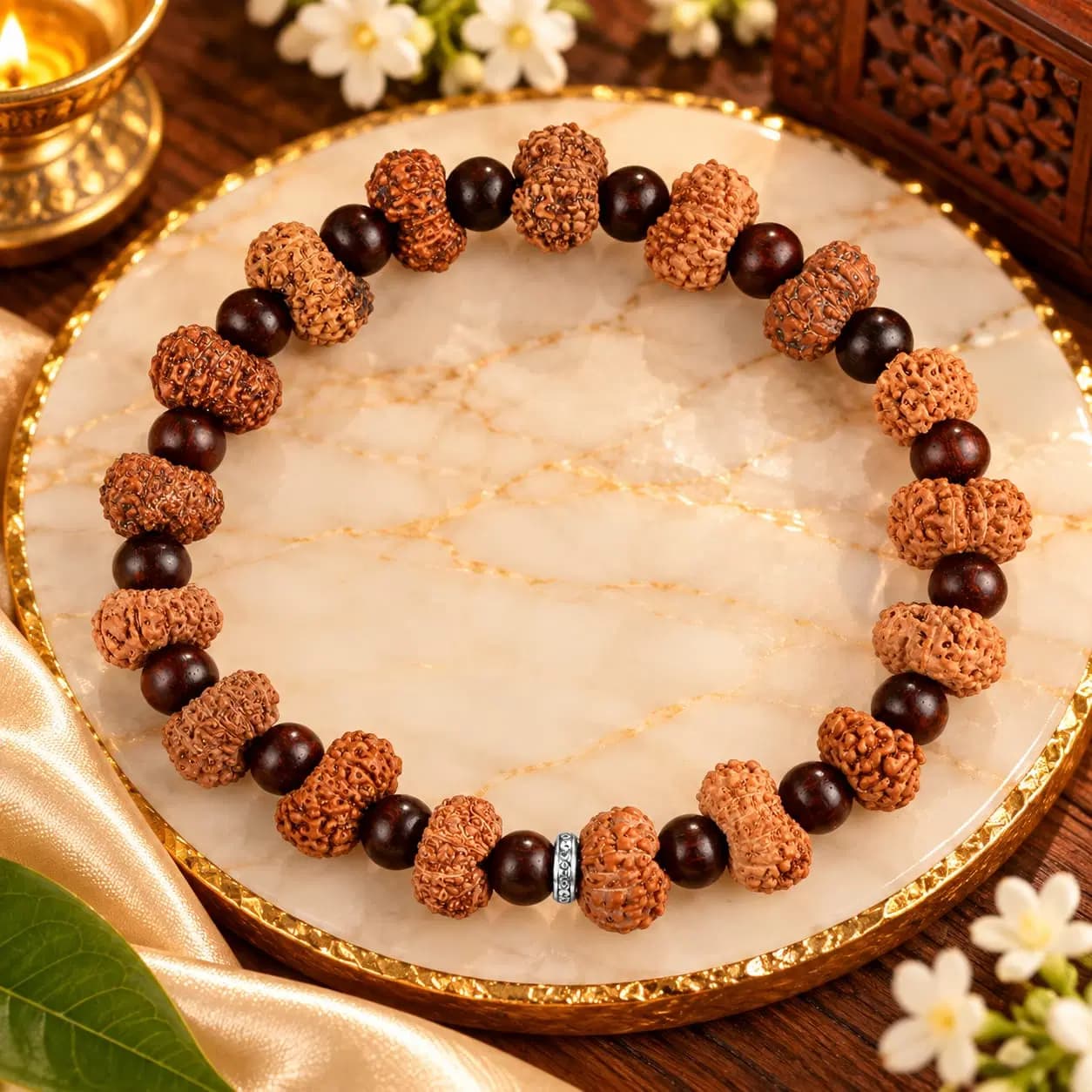 13 Mukhi Rudraksha Adjustable Bracelet