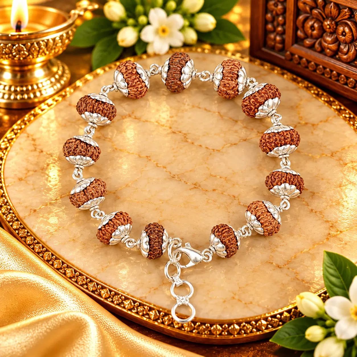 15 Mukhi x Red Sandalwood Elliptical Bracelet