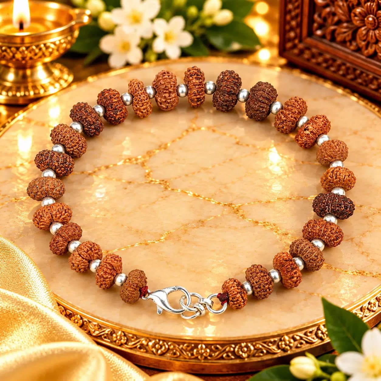 16 Mukhi Rudraksha Adjustable Bracelet