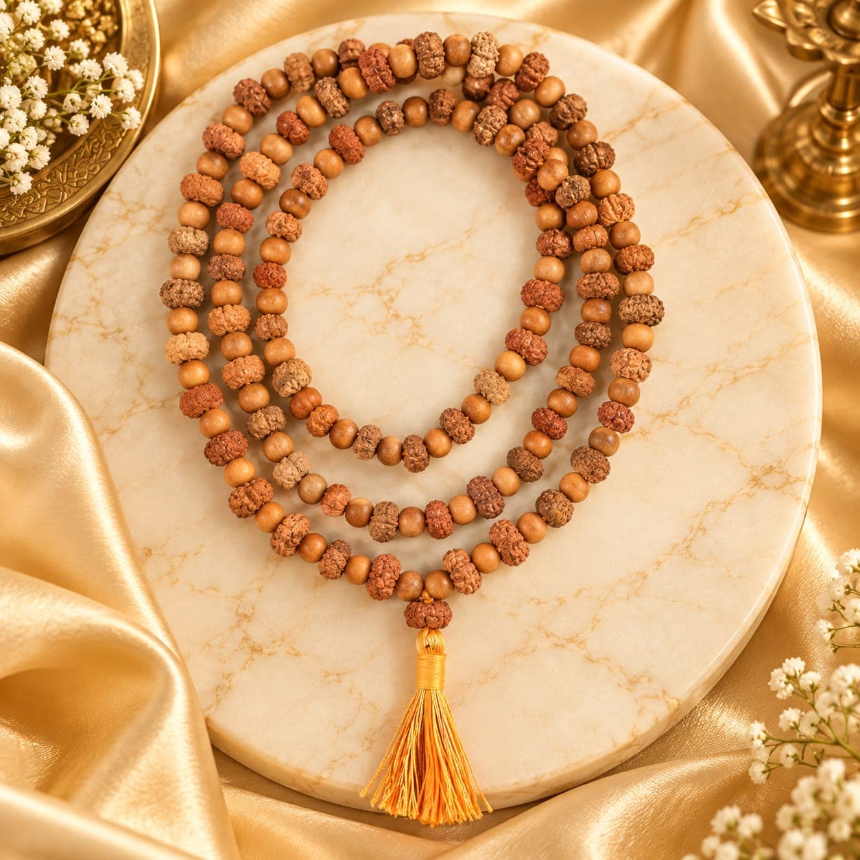 14 Mukhi Rudraksha & Sandalwood Mala