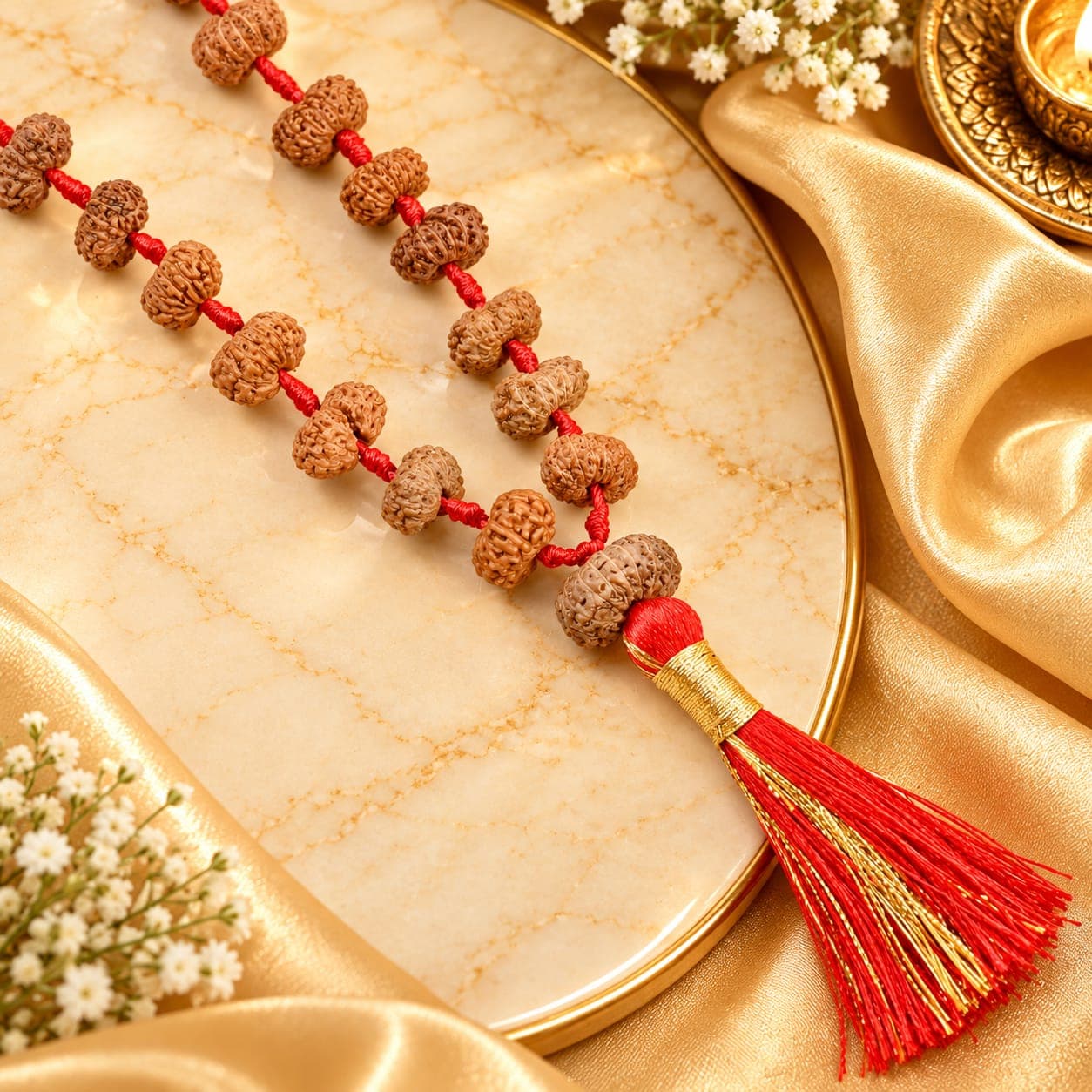 14 Mukhi Rudraksha x Red Sandalwood Mala