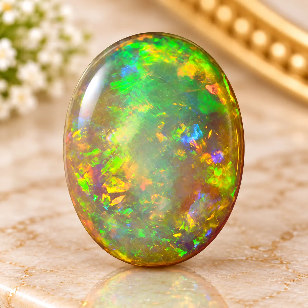 Australian White Opal with Fire