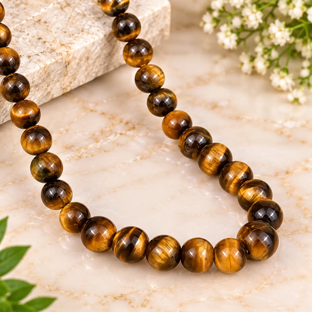 Tiger Eye Round Beads Mala