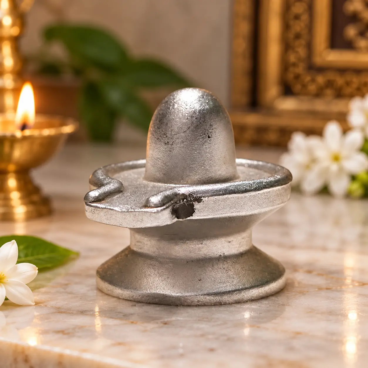 Elegant Silver Metal Shivling