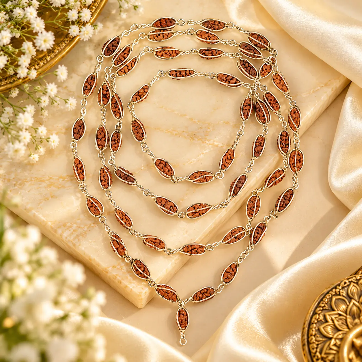 1 Mukhi Rudraksha 925 Silver Cage Design Mala