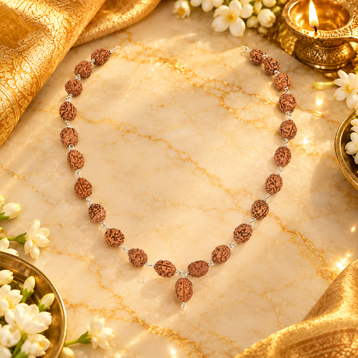 3 Mukhi Rudraksha Mala & Kantha