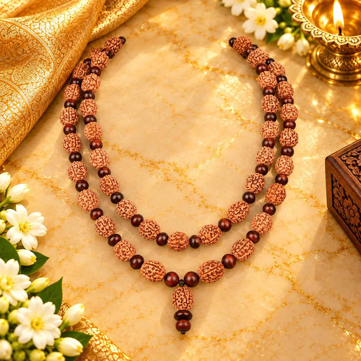 4 Mukhi x Red Sandalwood Beads Mala