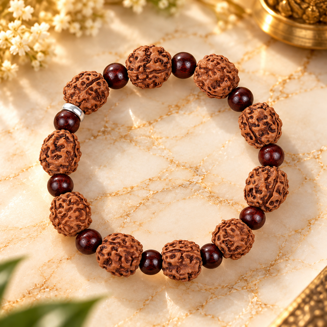 4 Mukhi Rudraksha x Red Sandalwood Bracelet (original)