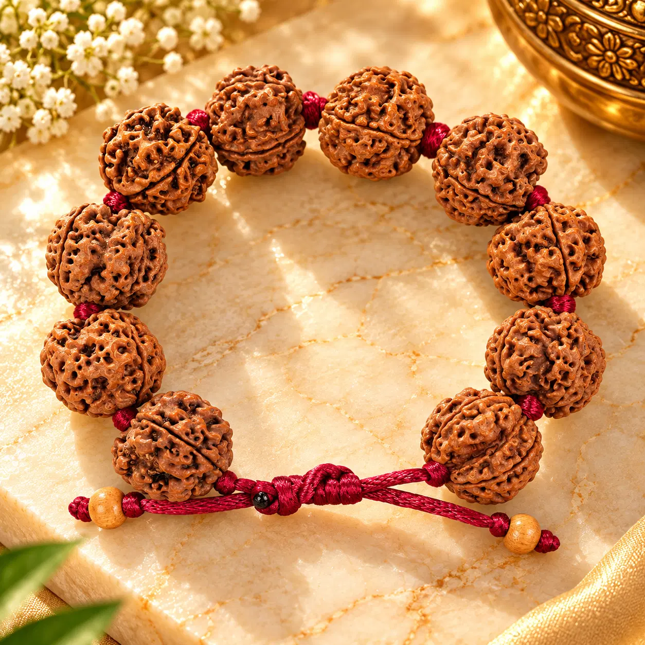 Premium 5 Mukhi Rudraksha German Silver Hook Bracelet
