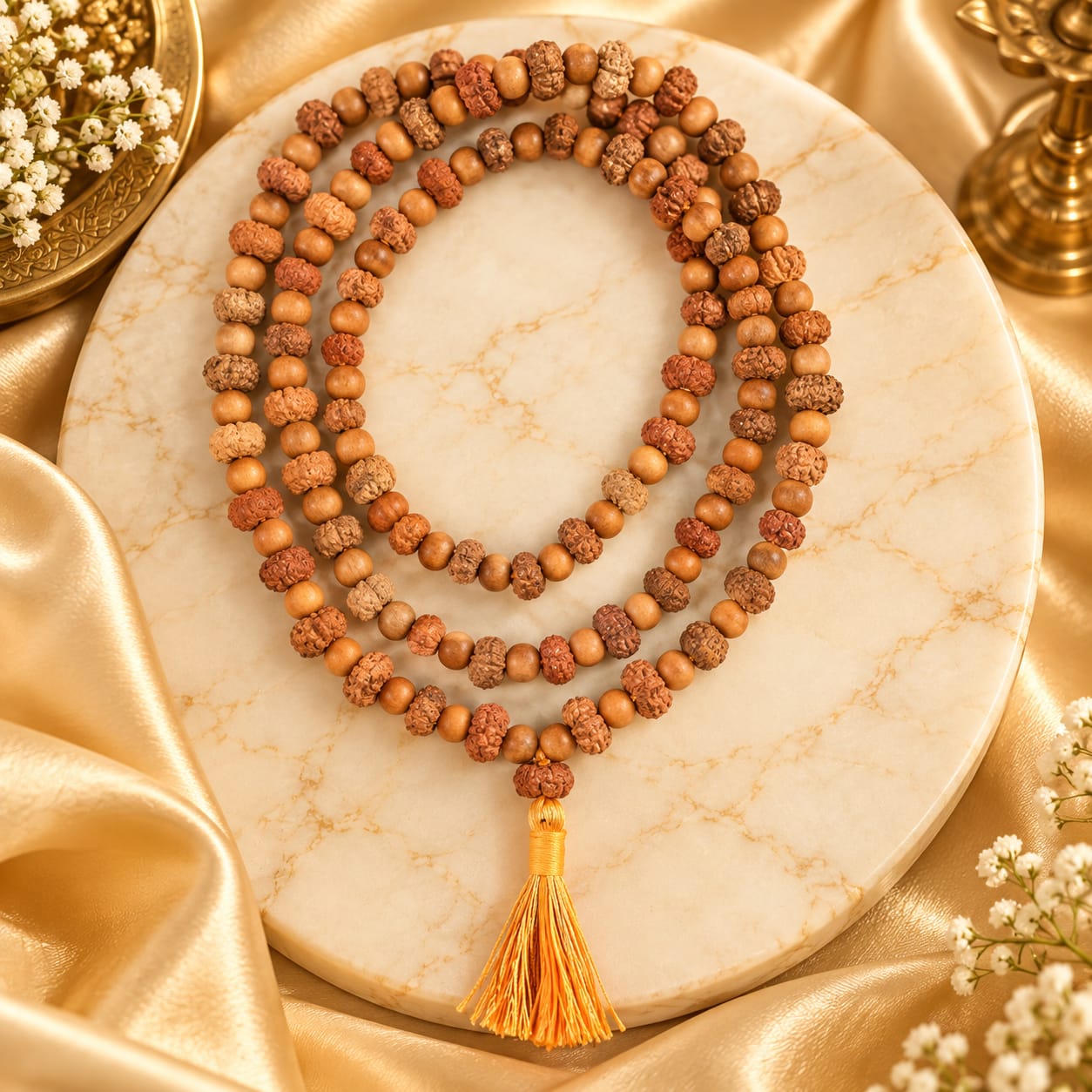 14 Mukhi Rudraksha & Sandalwood Mala