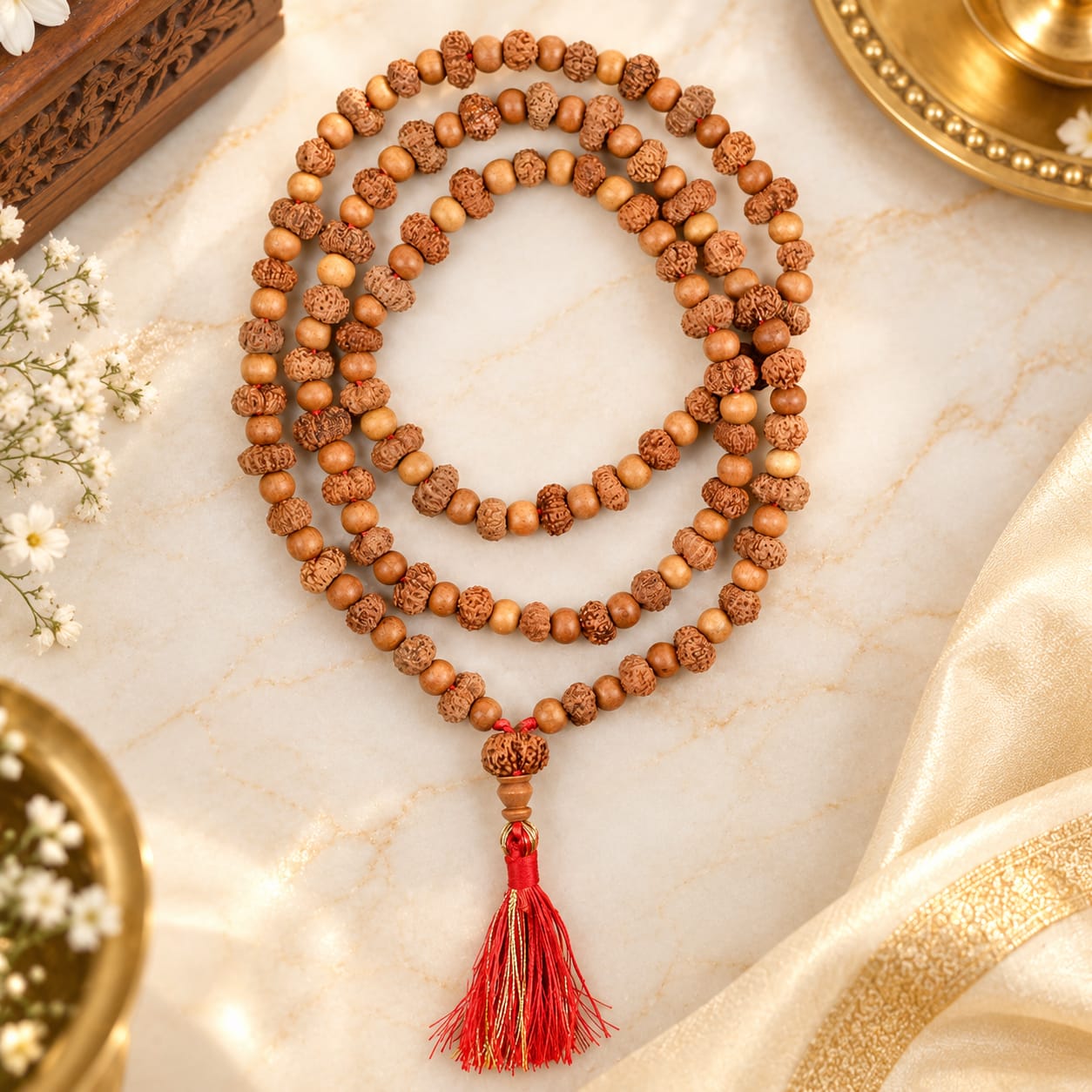 15 Mukhi Nepali Rudraksha 925 Silver Plain Caps Kantha