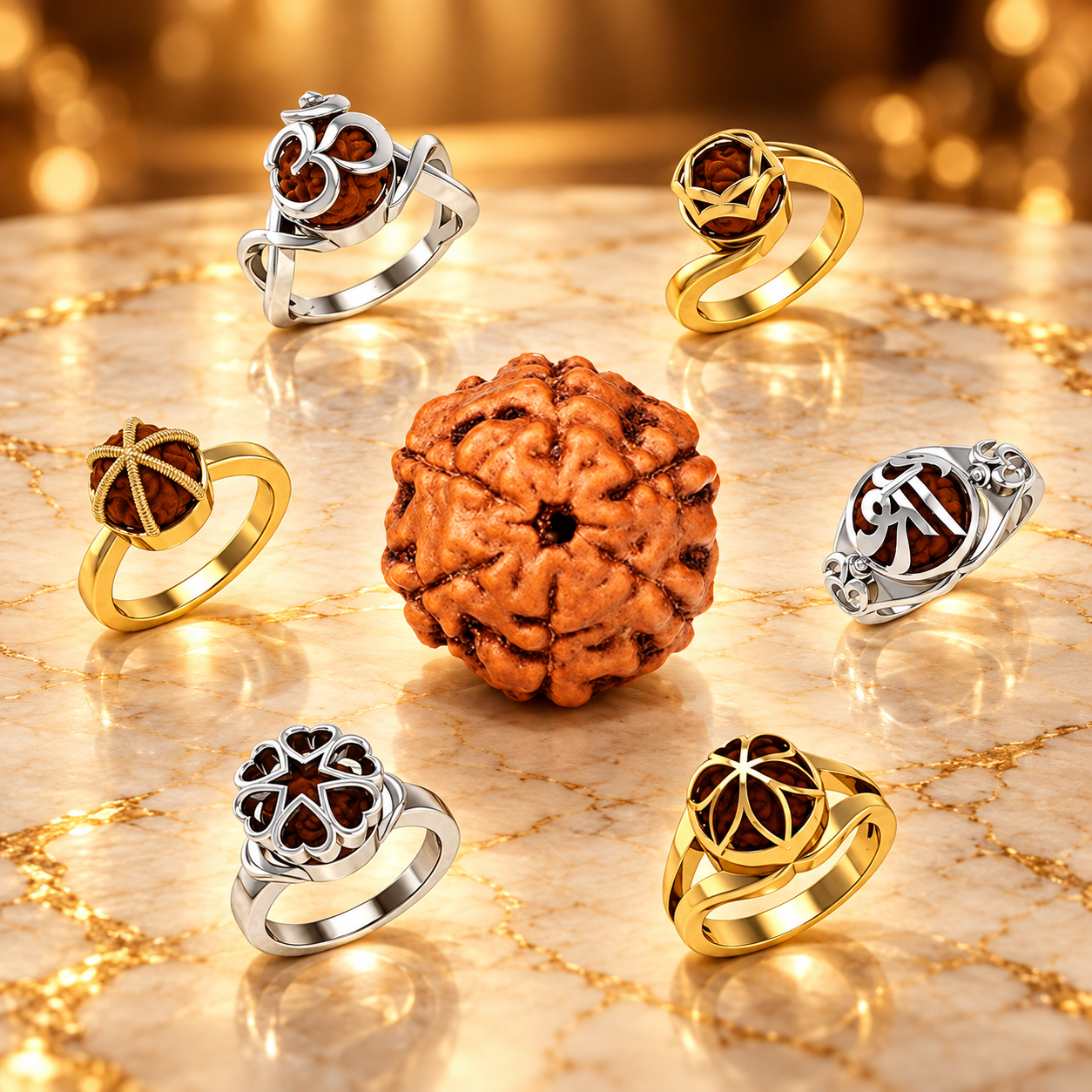 6 Mukhi Rudraksha Ring