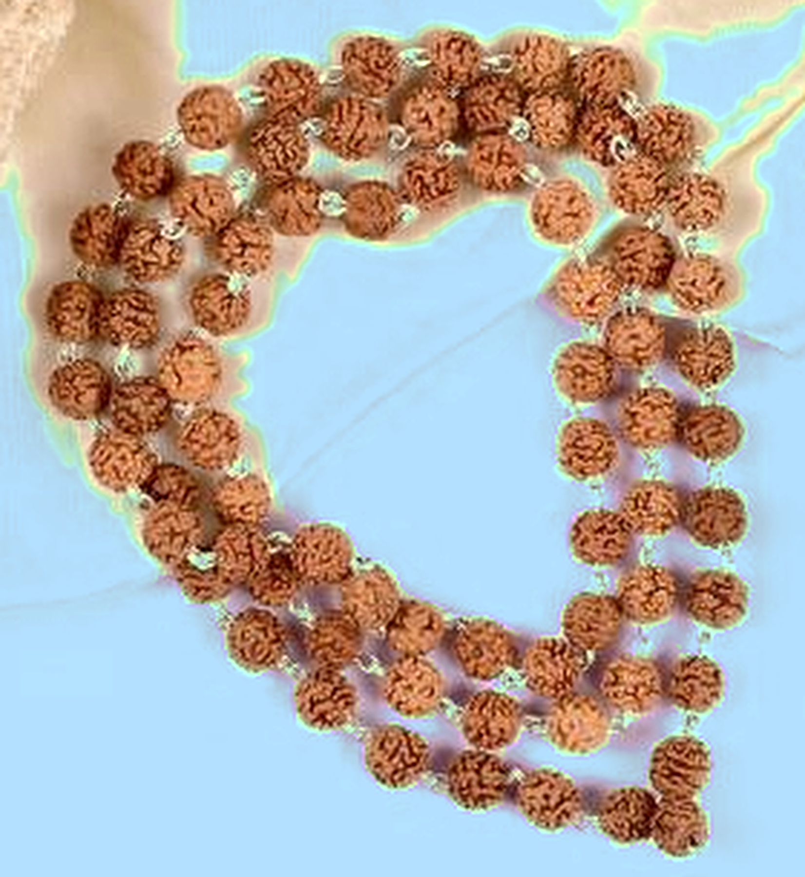 Rudraksha Punchmukhi Mala in Silver Wire 8mm