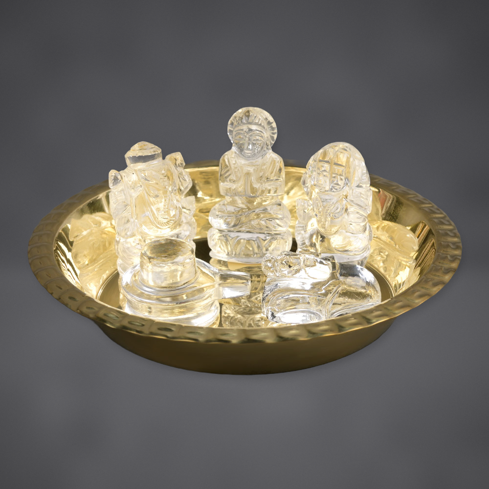 Sphatik Shiva Parivar Set (Shivling, Parvati, Ganesh, Kartikeya & Nandi)